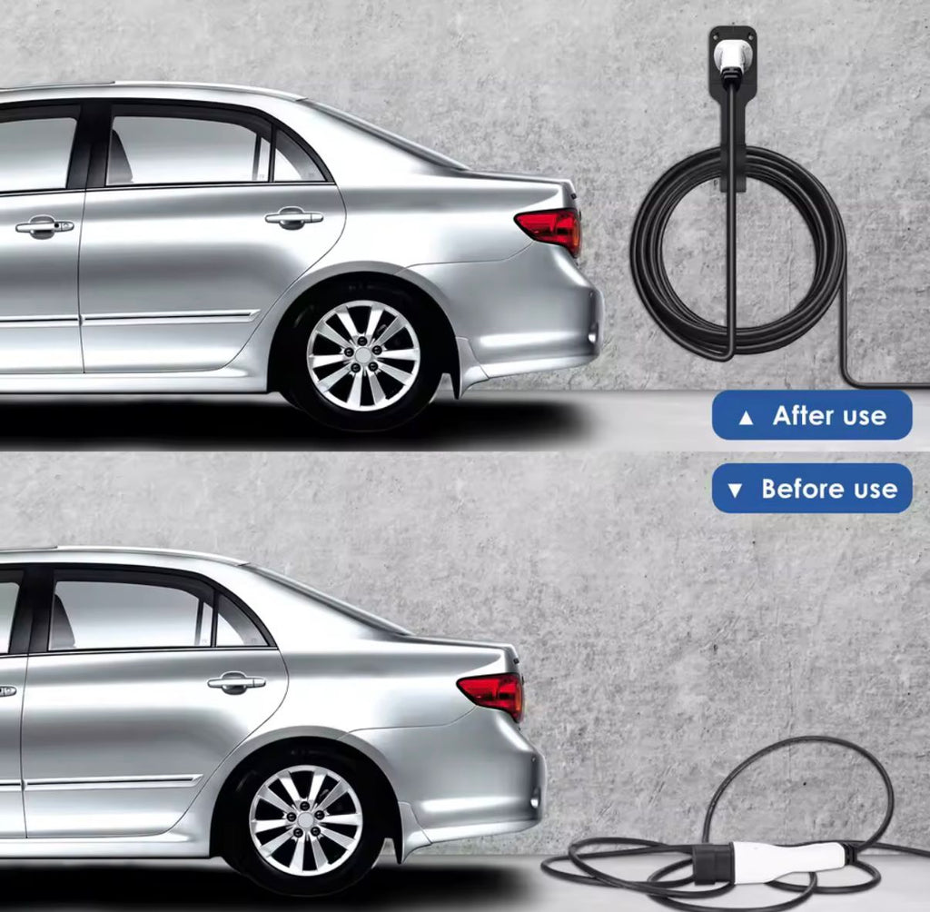 EV Charging Cable Holder Type 2 – Wall Mounted Cable Hook for Electric Vehicles