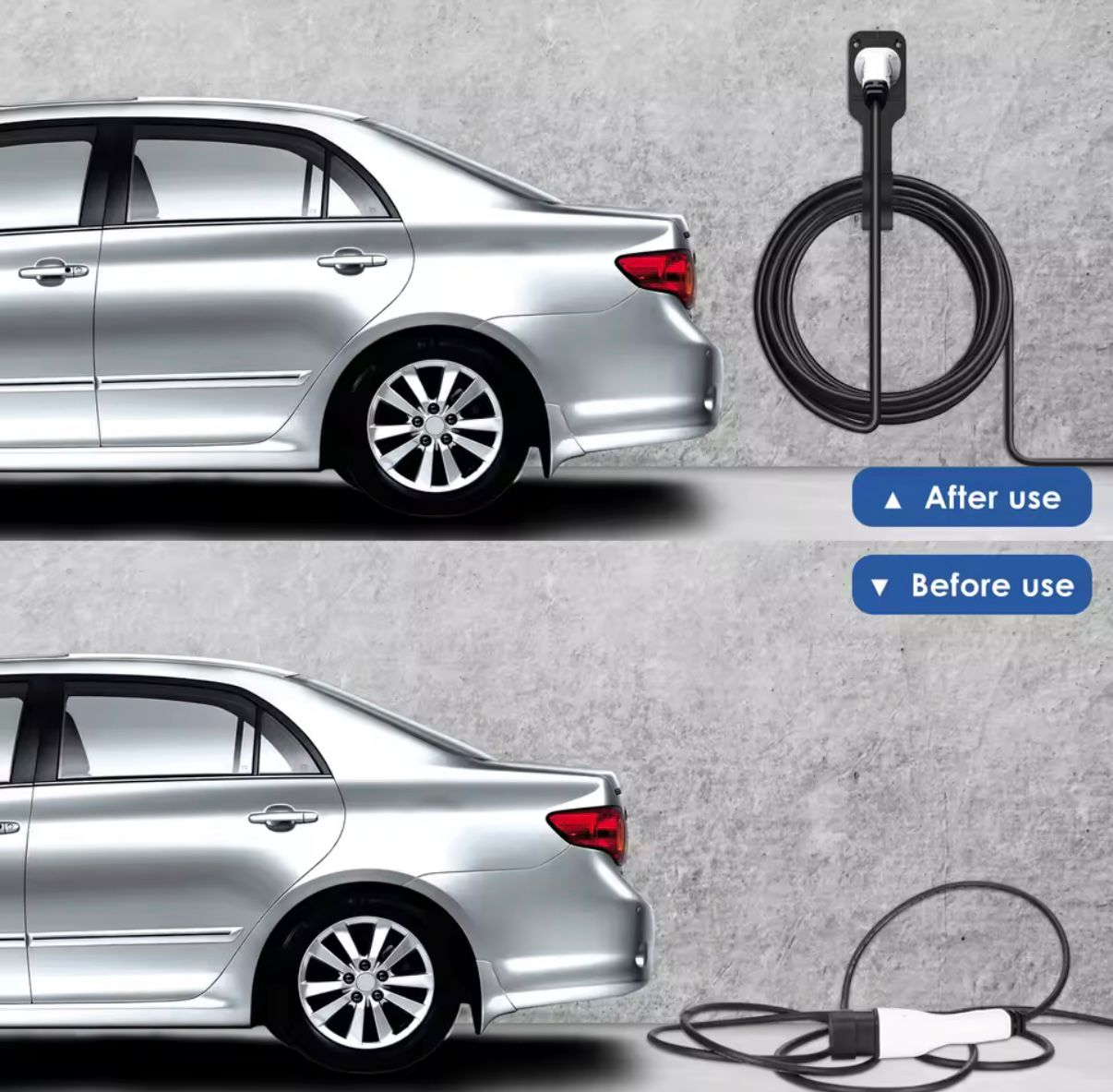 EV Charging Cable Holder Type 2 – Wall Mounted Cable Hook for Electric Vehicles