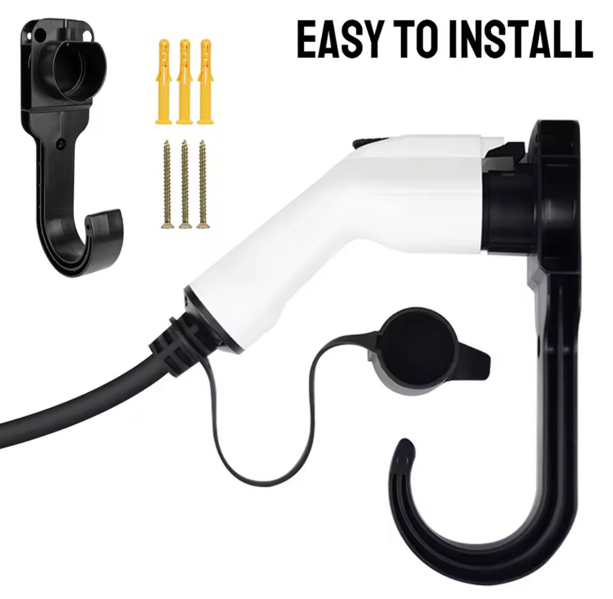 EV Charging Cable Holder Type 2 – Wall Mounted Cable Hook for Electric Vehicles