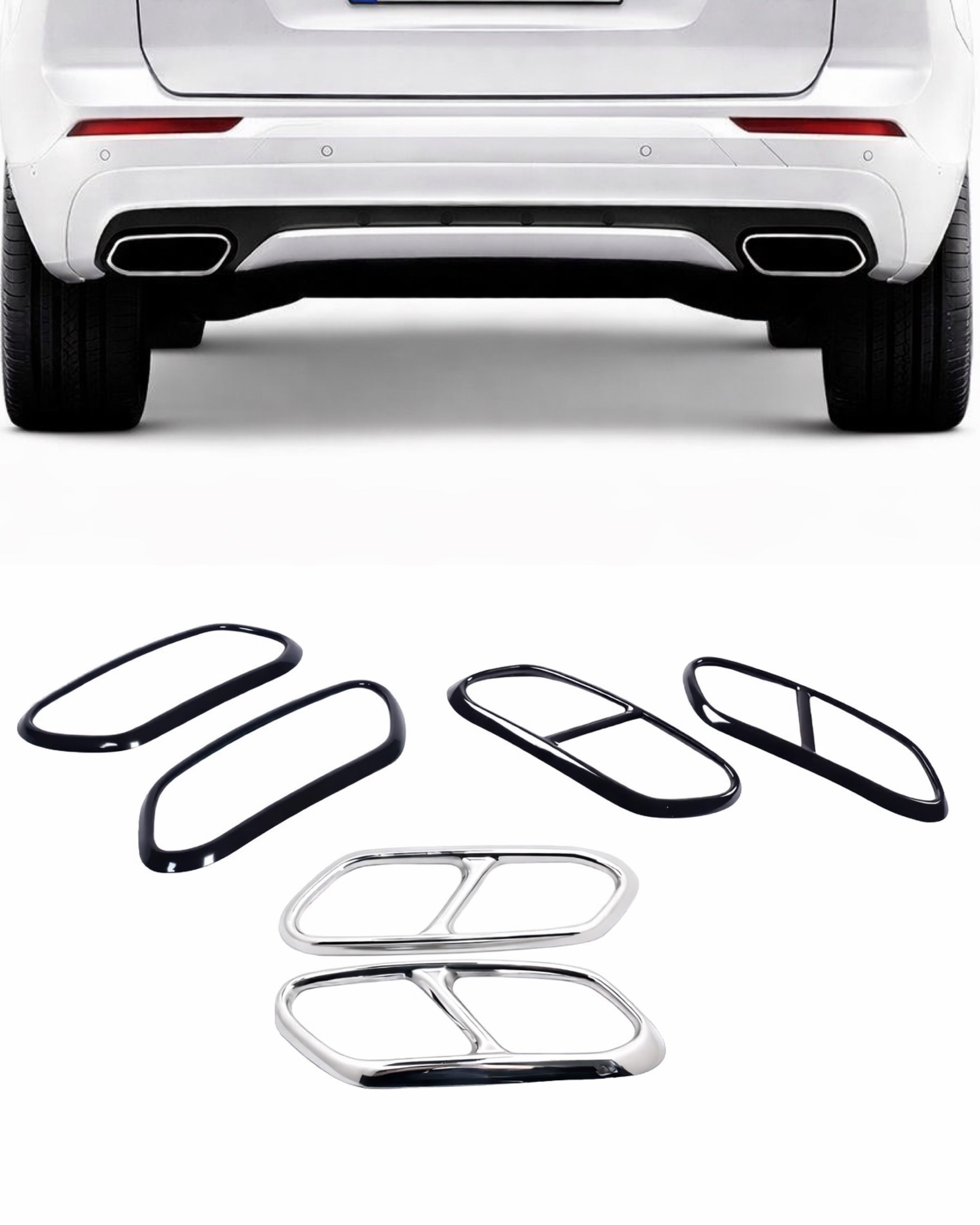 Volvo exhaust covers/trims for XC60 2018-2021 - Black/Chrome