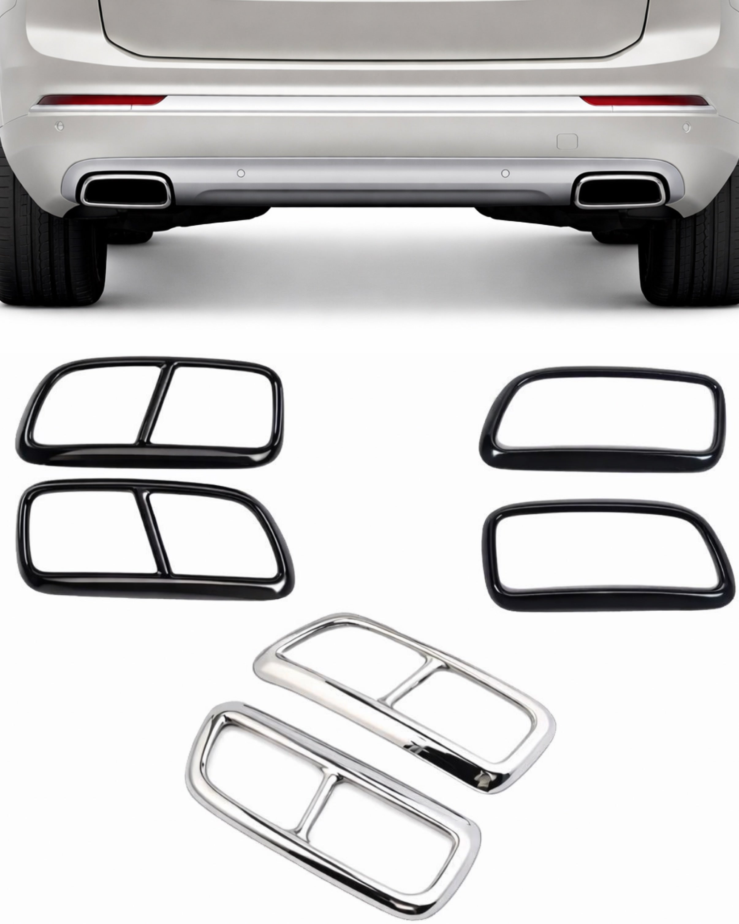 Volvo exhaust covers/trims for XC90 2016-2021 - Black/Chrome