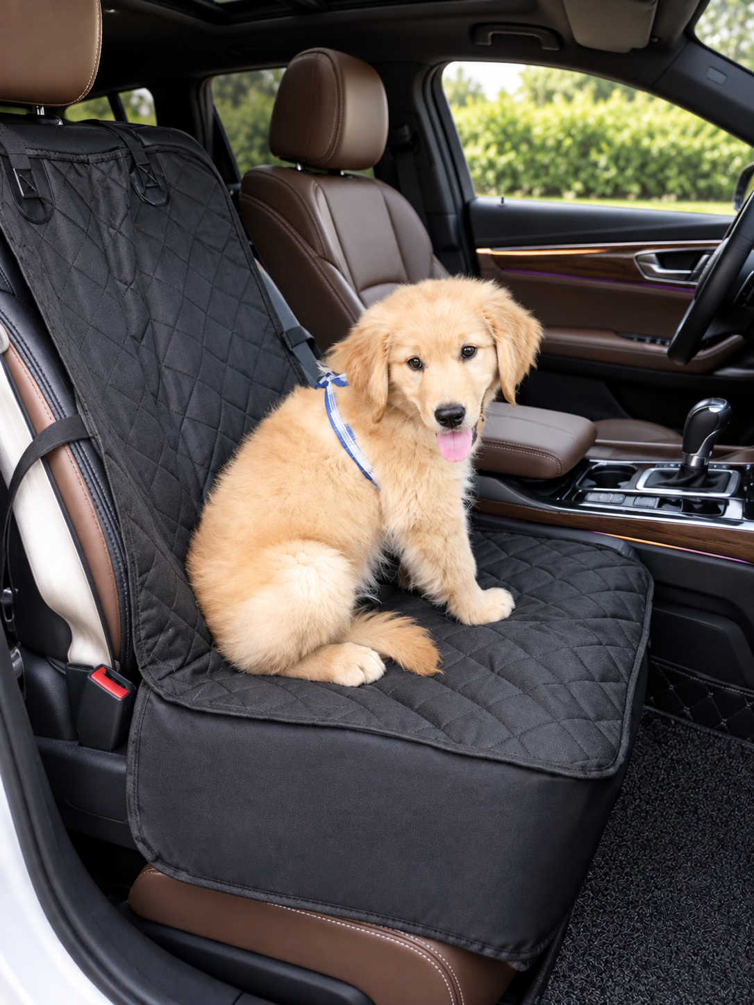 Premium Quilted Dog Car Seat Cover – Waterproof & Protective