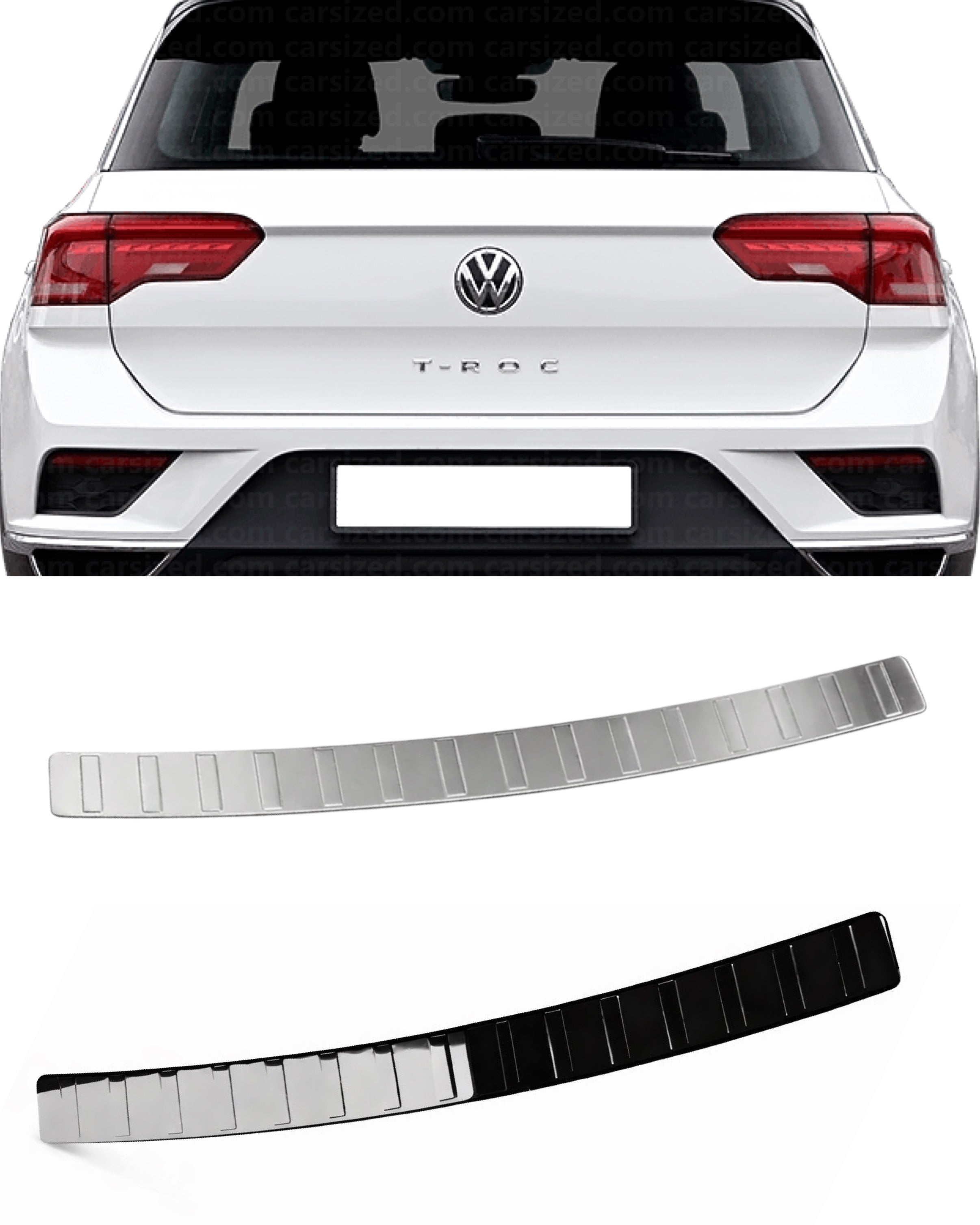 Rear Bumper Protector / Trunk Guard in Stainless Steel (Black / Chrome Silver) – Fits T-Roc 2018–2024
