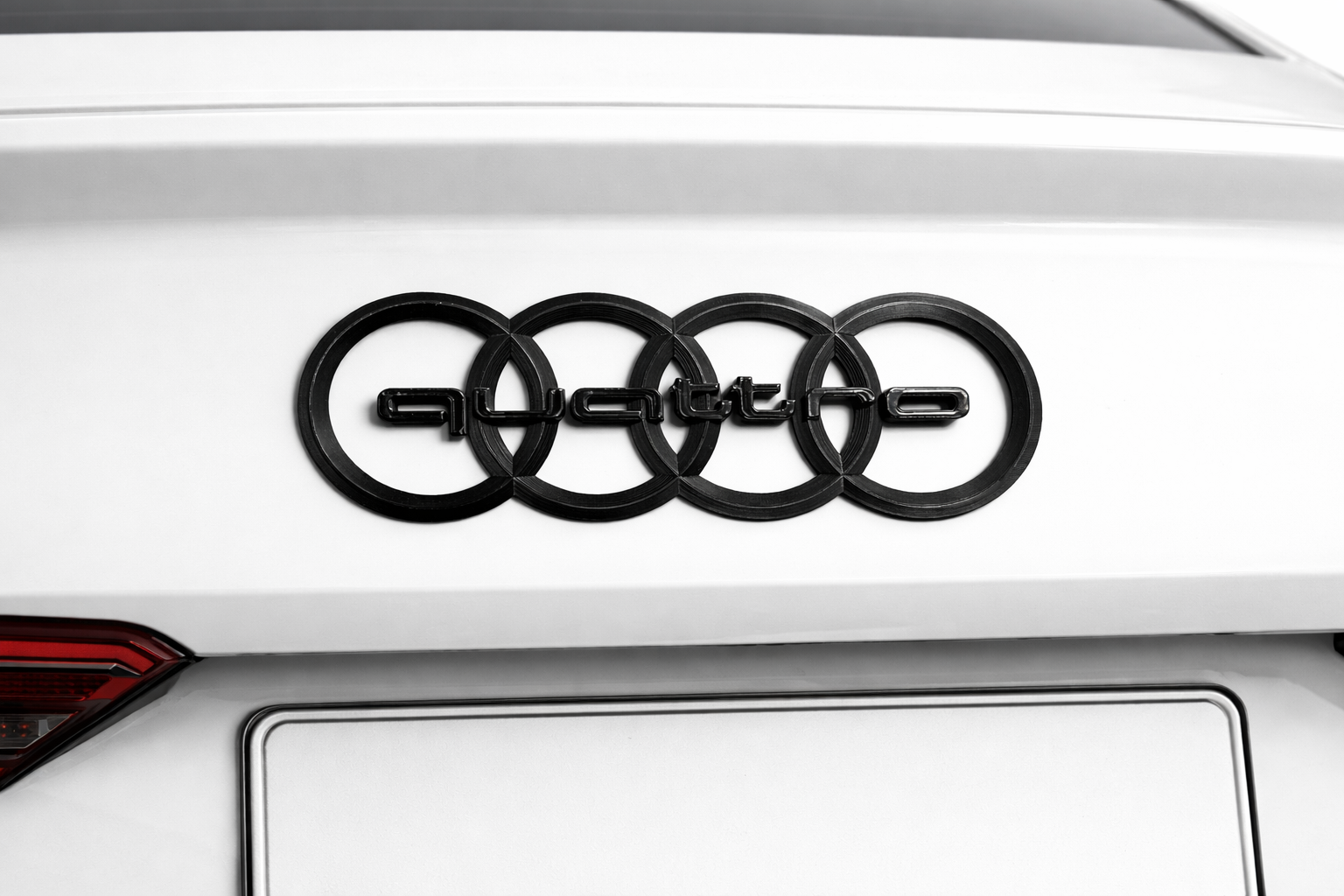 Quattro integrated Audi rings – 3D printed 200mm rear emblem for trunk or wall decor
