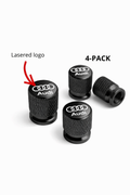 Audi Valve Caps – Black Aluminum with lasered logo (4-Pack)