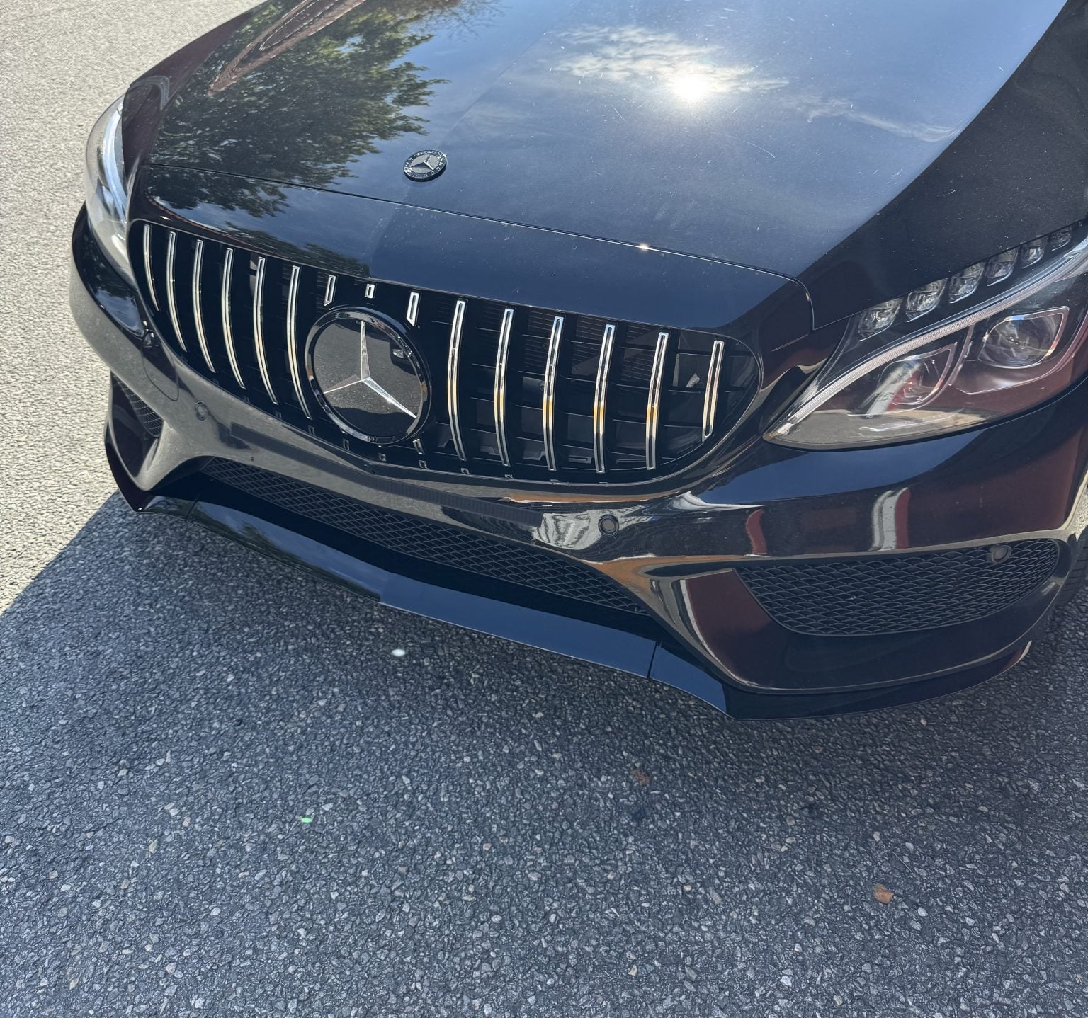 Mercedes C-Class W205 (2015–2018) 3-Piece Front Lip – Black/Chrome