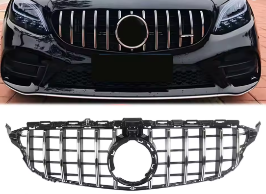 Mercedes GT Grille AMG Look Panamericana for C-Class W205 2019–2021 Facelift with & without camera (All Black/Chrome)
