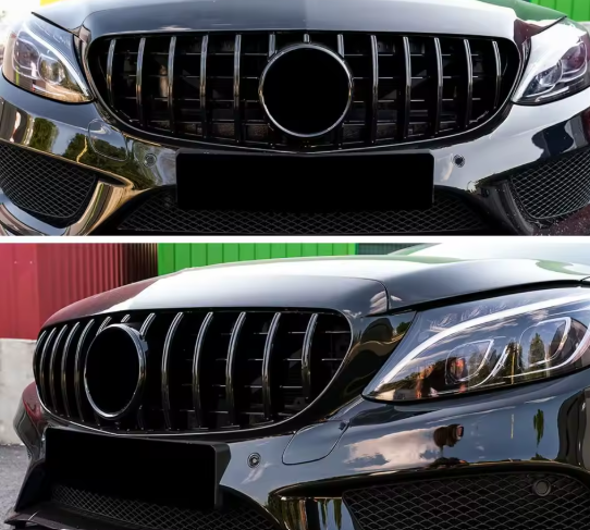 Mercedes GT Grille AMG Look Panamericana for C-Class W205 2019–2021 Facelift with & without camera (All Black/Chrome)