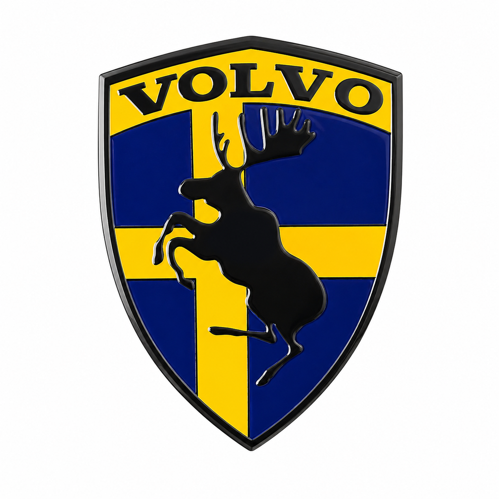 Volvo Prancing Moose Emblem - Swedish Flag Design - Grill/Trunk/Fender