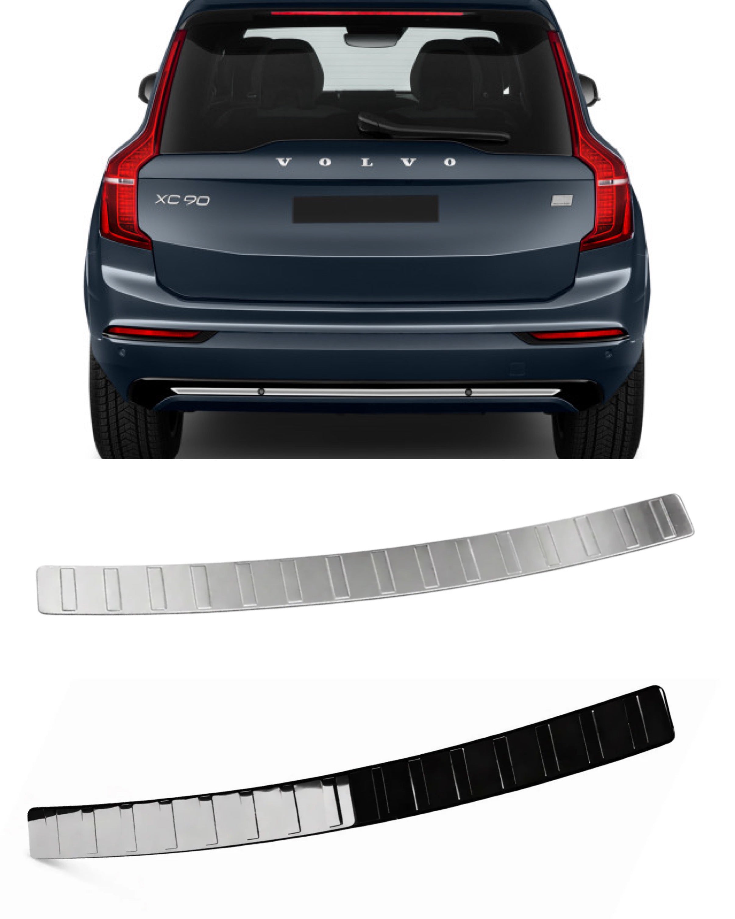 Rear Bumper Protector / Trunk Guard in Stainless Steel (Black / Chrome Silver) – Fits Volvo XC90 2015-2025