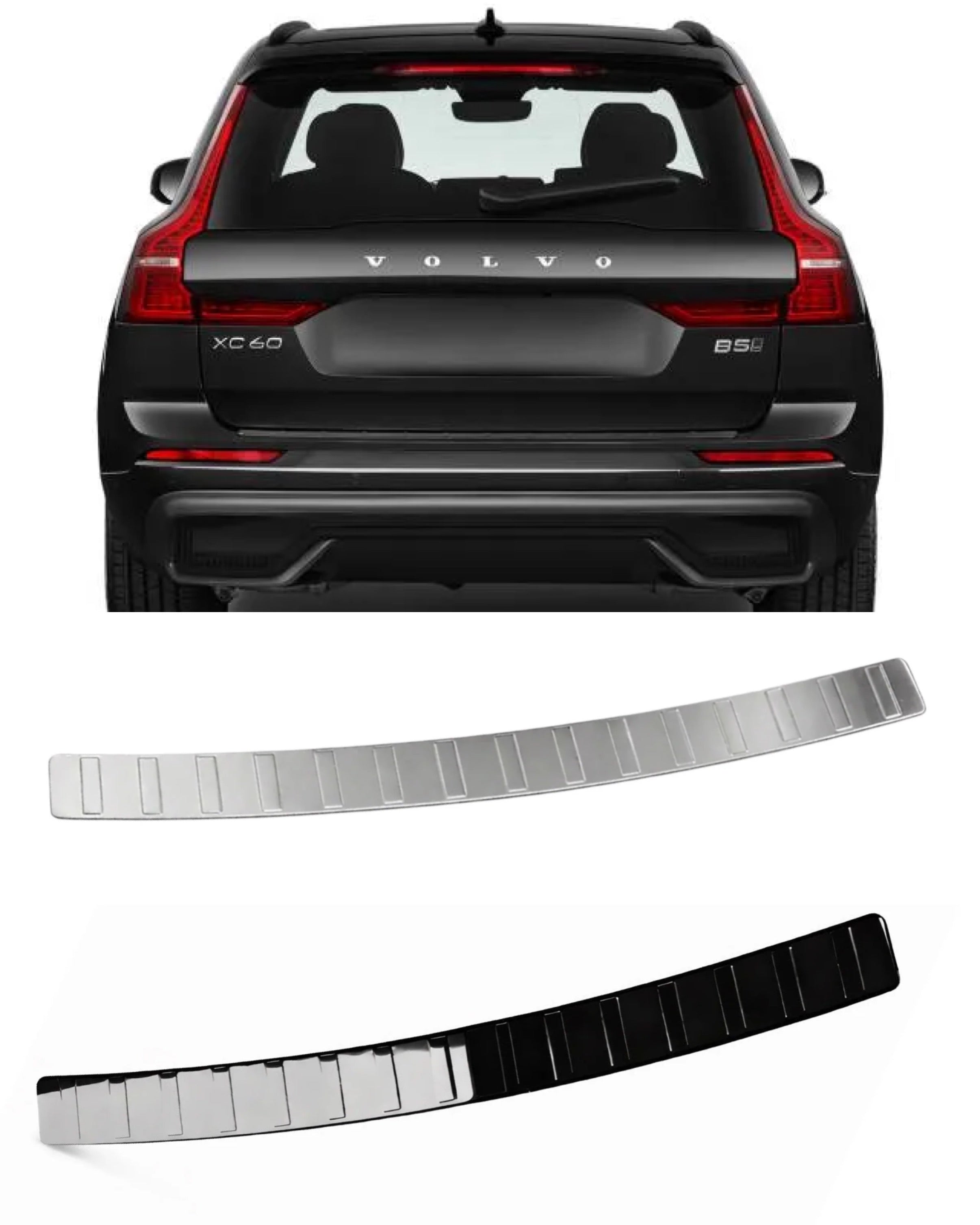 Rear Bumper Protector / Trunk Guard in Stainless Steel (Black / Chrome Silver) – Fits Volvo XC60 2018–2025