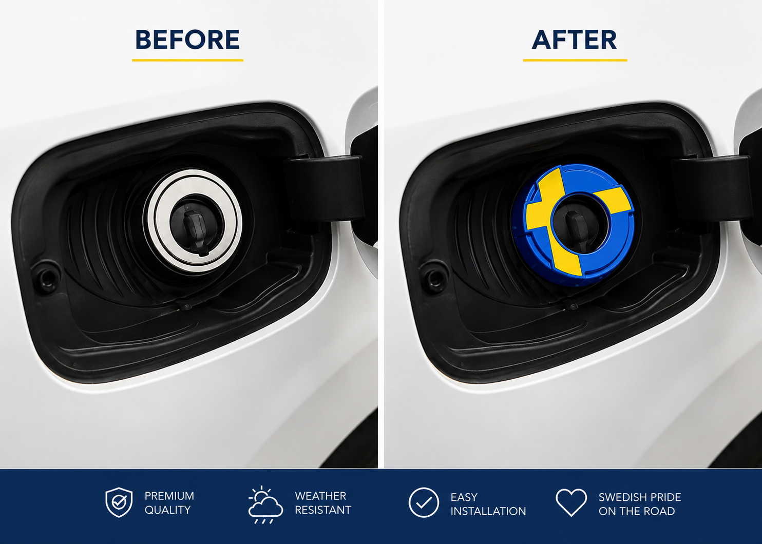 Sweden flag fuel overlay/cover - Blue & Yellow for Volvo