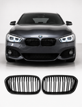 Gloss Black Double Slat Kidney Grille for BMW F20 1 Series (2011–2019)