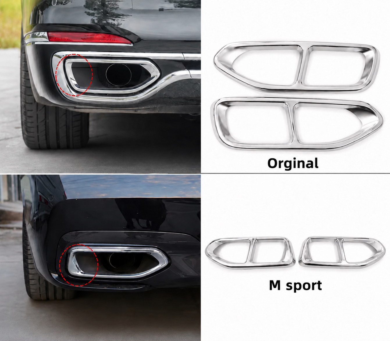 BMW 7 Series G11/G12 2016–2018 Black & Chrome Exhaust Tip Covers