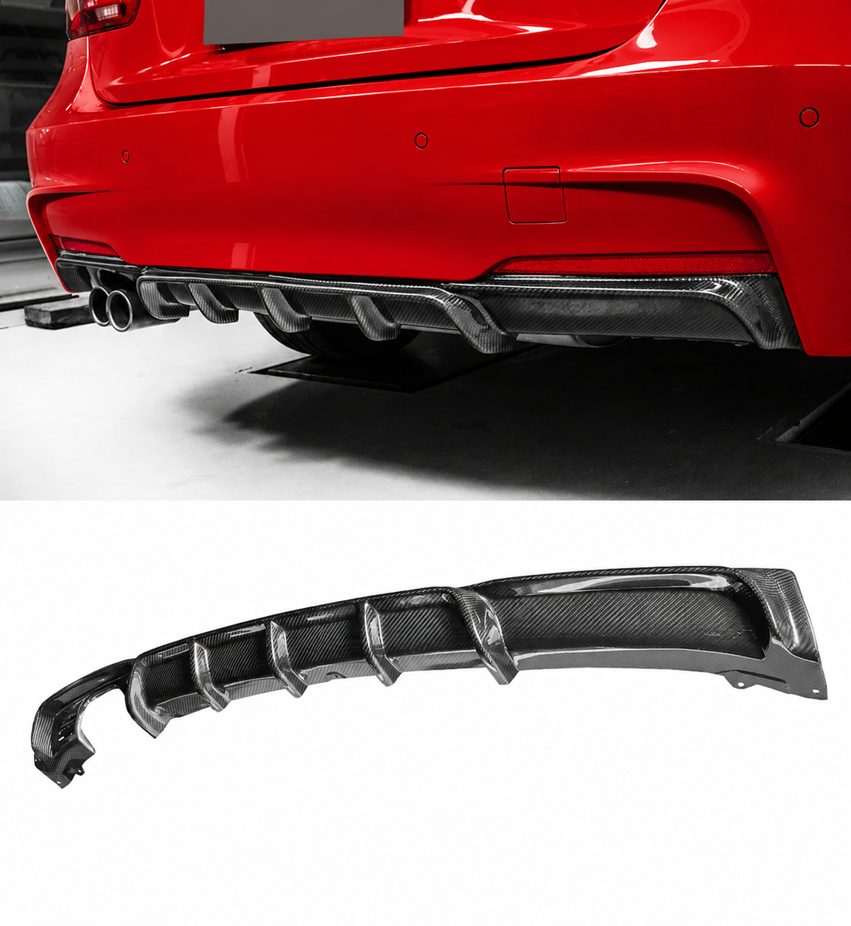 BMW F30/F31 ”Carbon Fiber ”Style Rear Diffuser – Dual Left Exit | 2012–2018