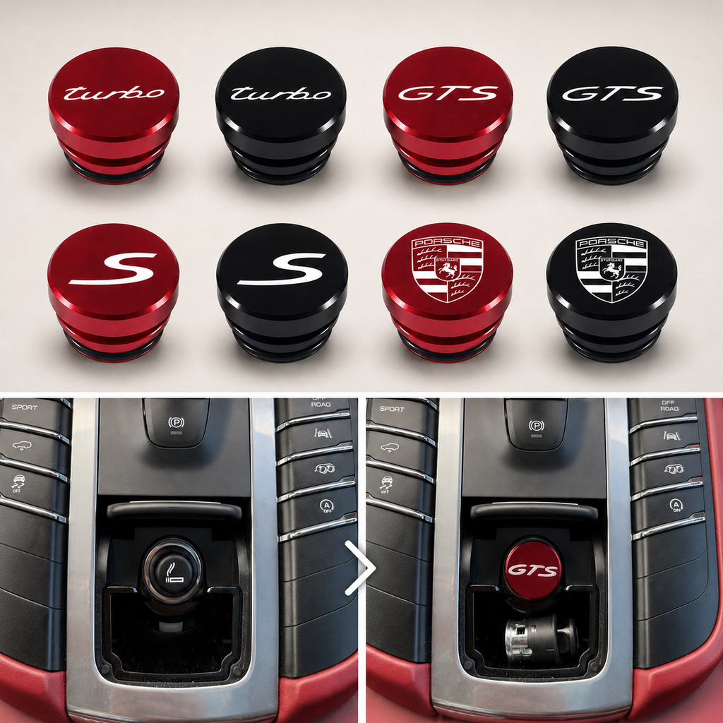 Car Cigarette Lighter Socket Plug for Porsche – Porsche/GTS/S/Turbo - Red/ Balck