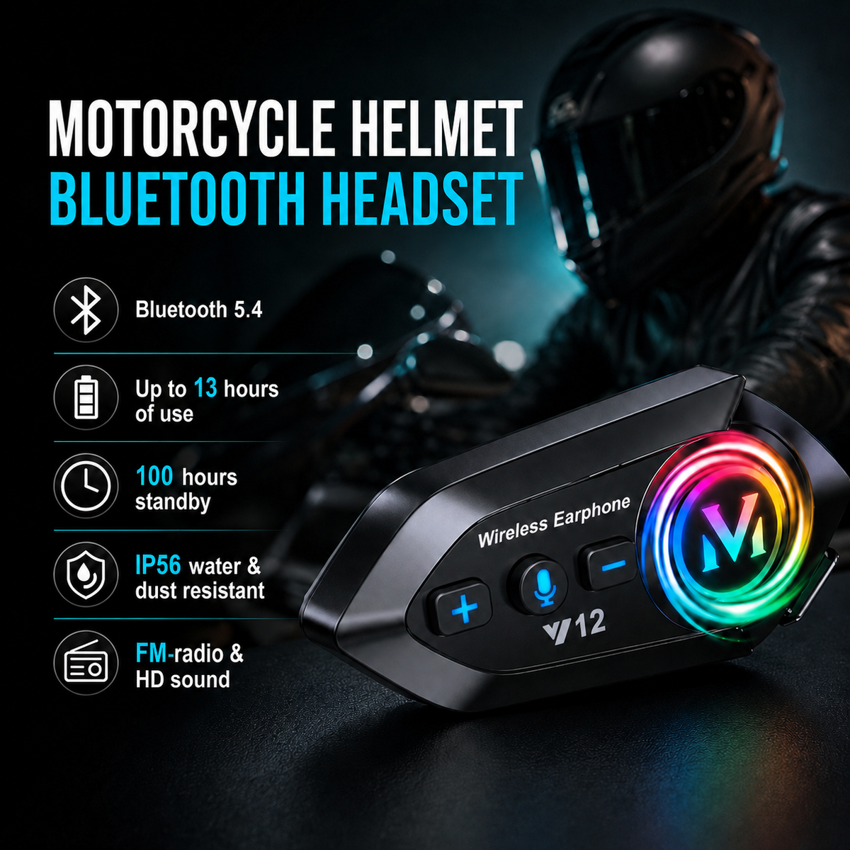 Motorcycle Helmet Bluetooth Headset – Bluetooth, FM Radio & HD Sound