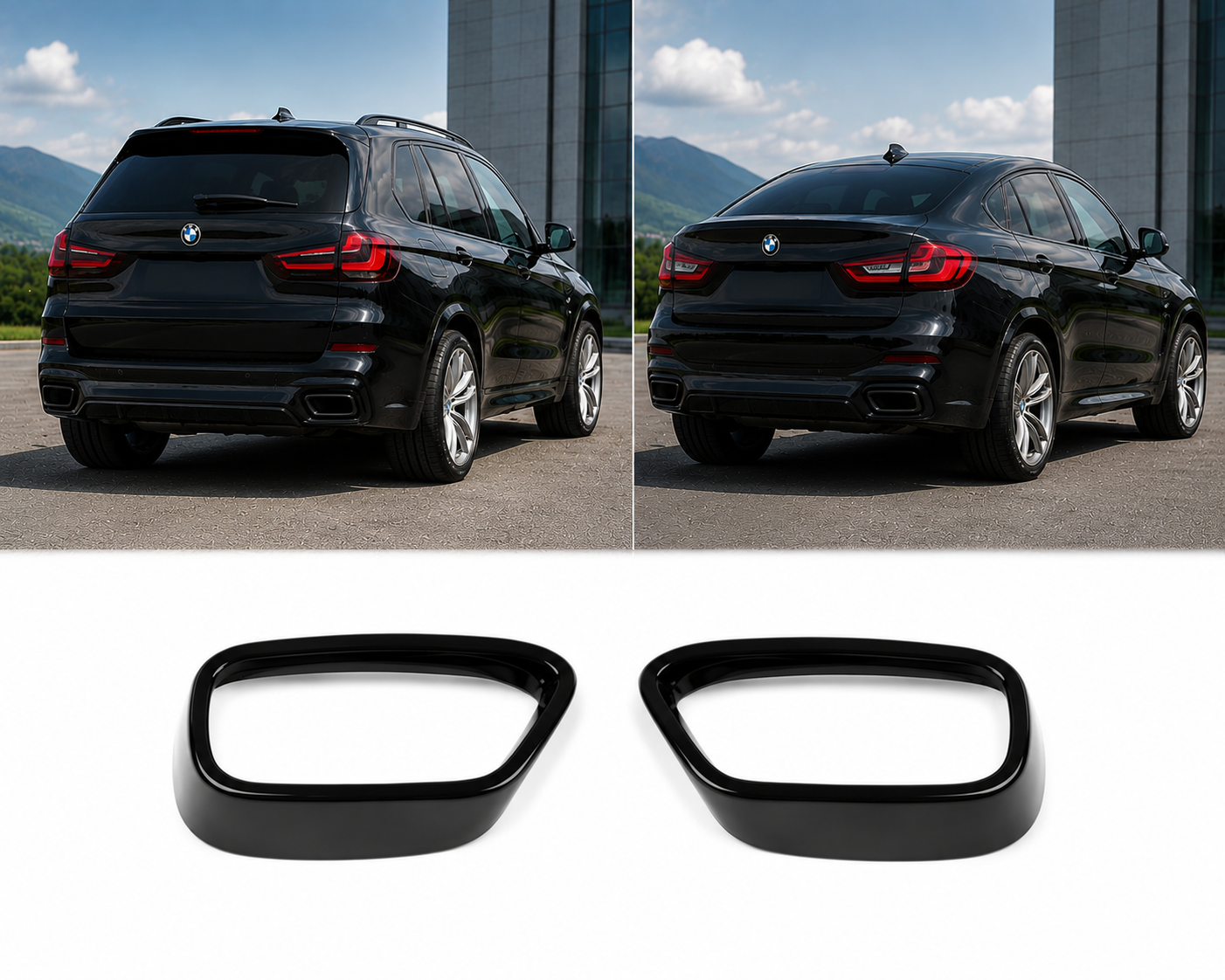 BMW X5/X6 F15/F16 2014-2018 black exhaust covers