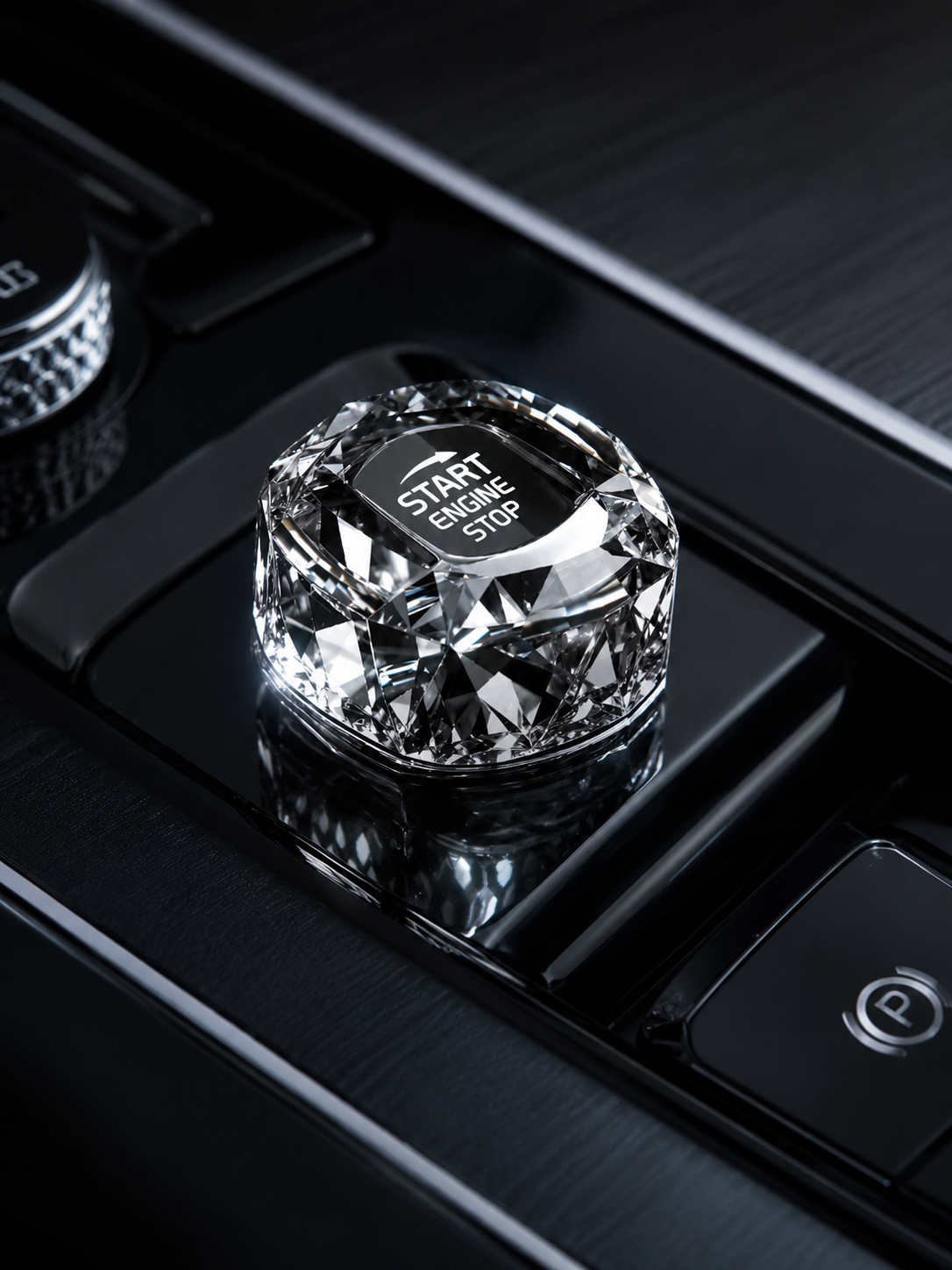 Luxury Crystal Engine Start Stop Button Cover – Transparent