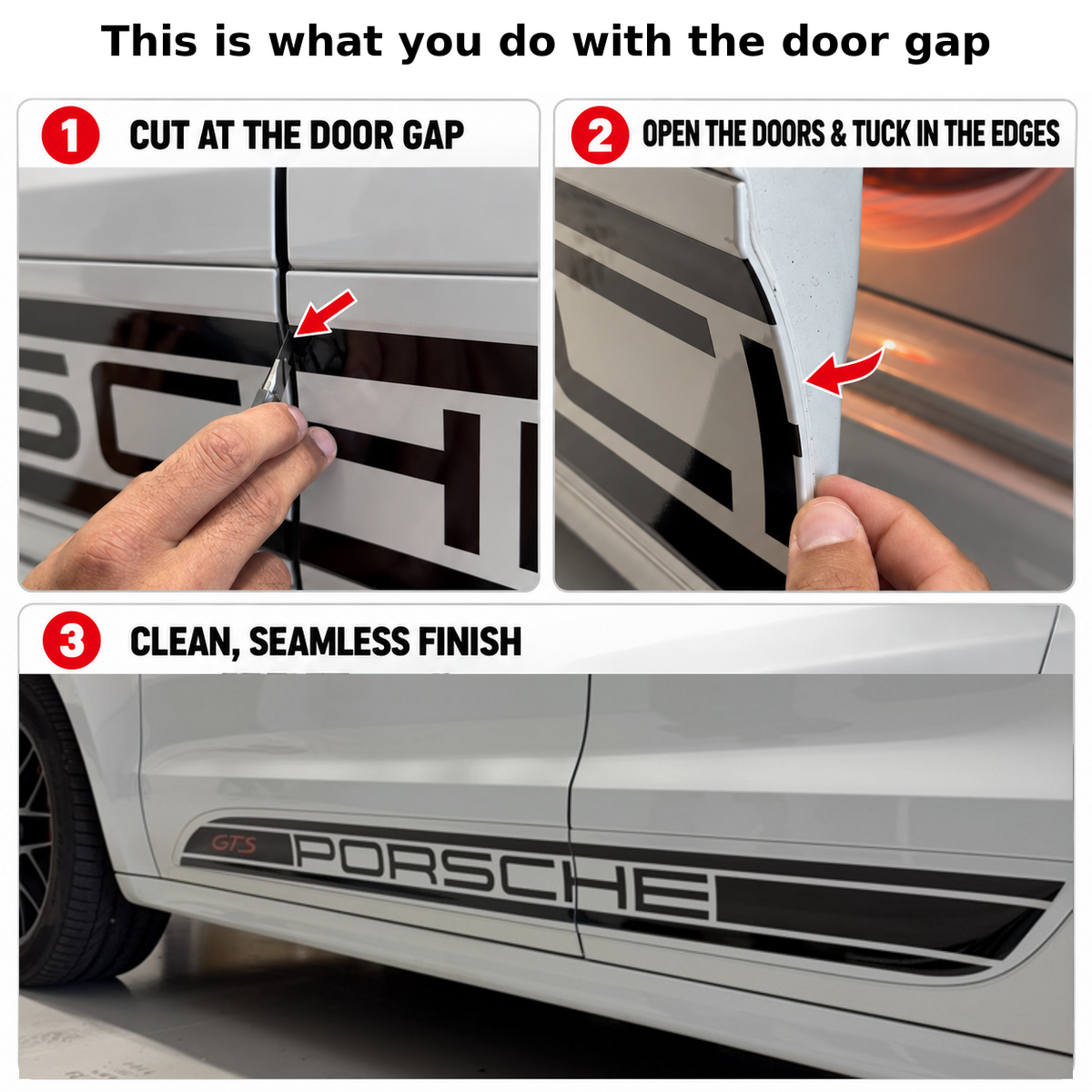 Porsche Macan 14-21 side blade decals - Multiple colors. Choose GTS, Turbo, S, PORSCHE - 2-piece set