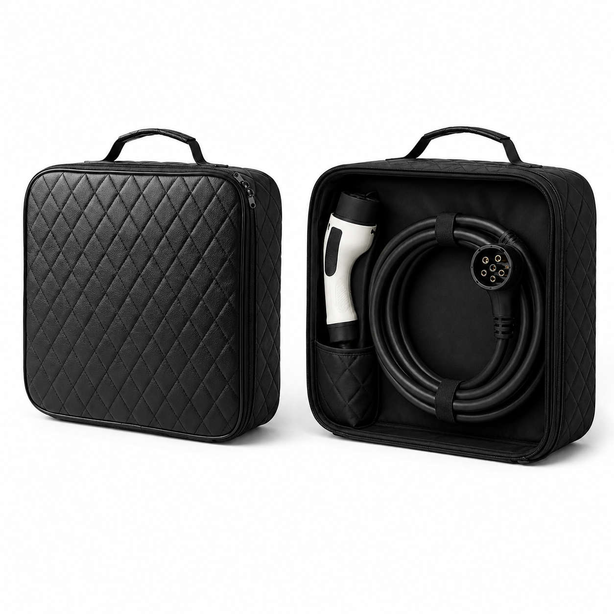 Premium Vegan Leather EV Charging Cable Storage Ba