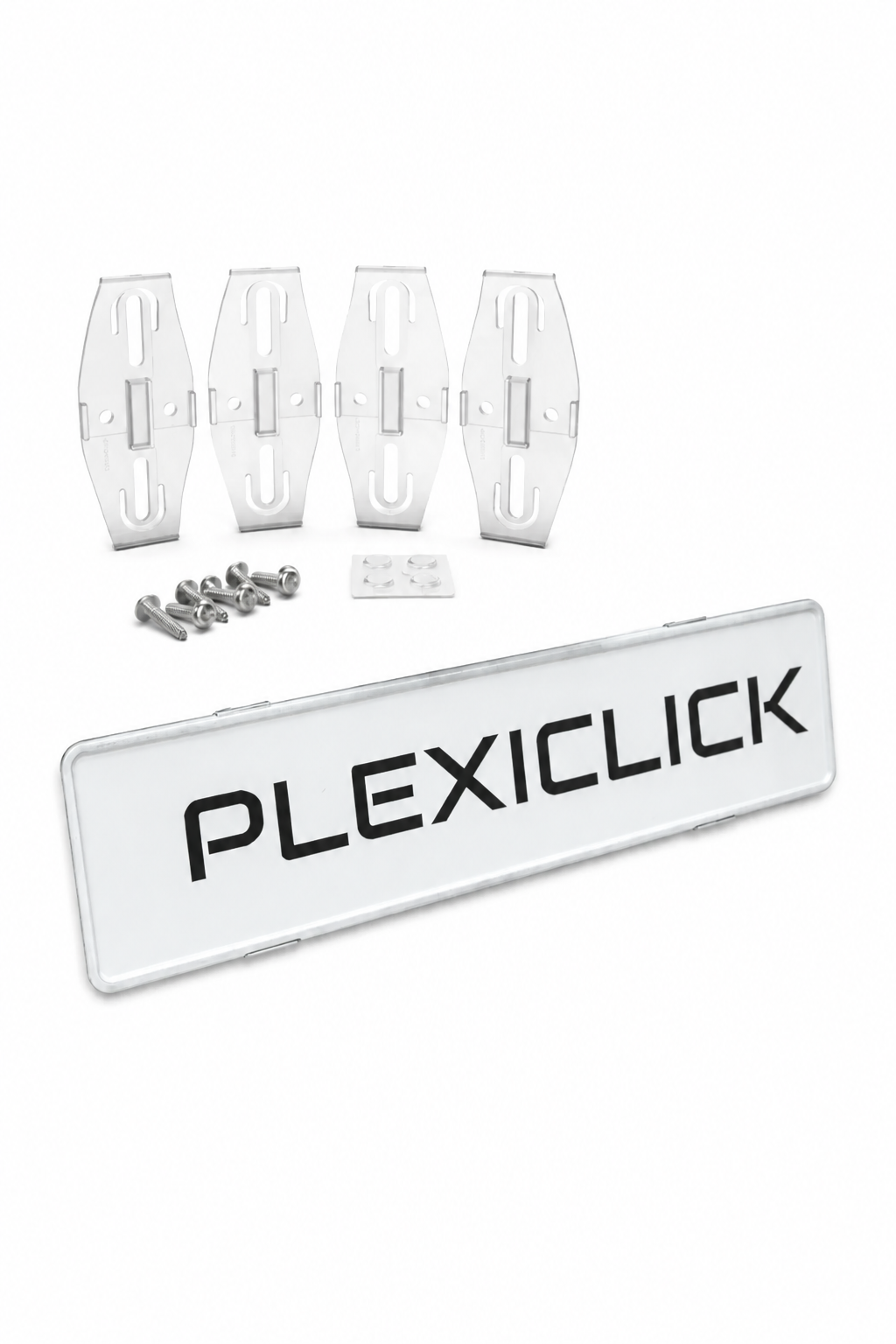 Plexiclick Transparent/Black License Plate Holder (4-Pack)