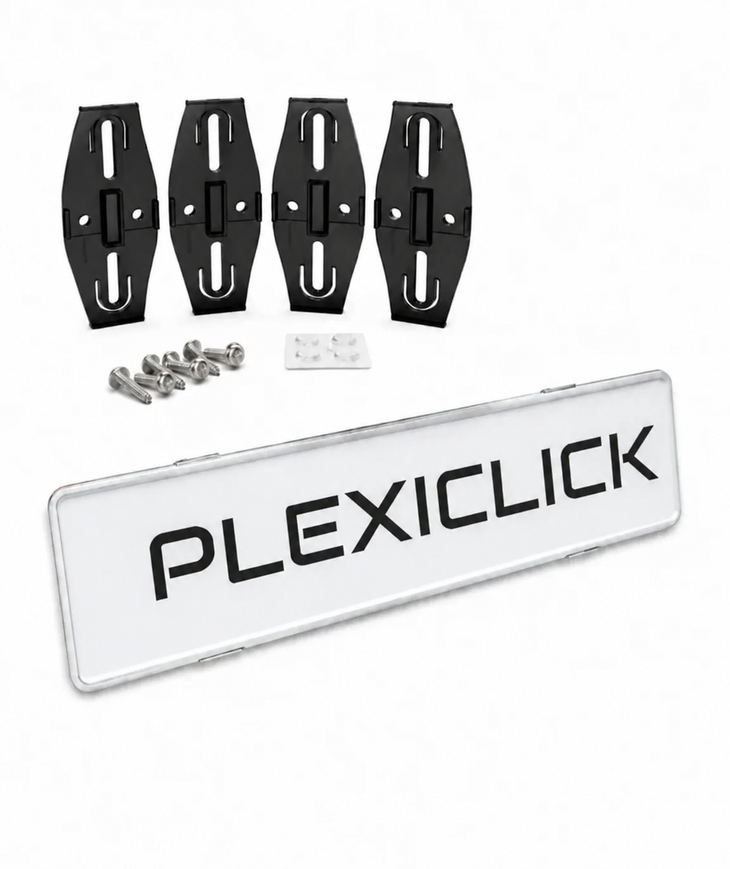 Plexiclick Transparent/Black License Plate Holder (4-Pack)