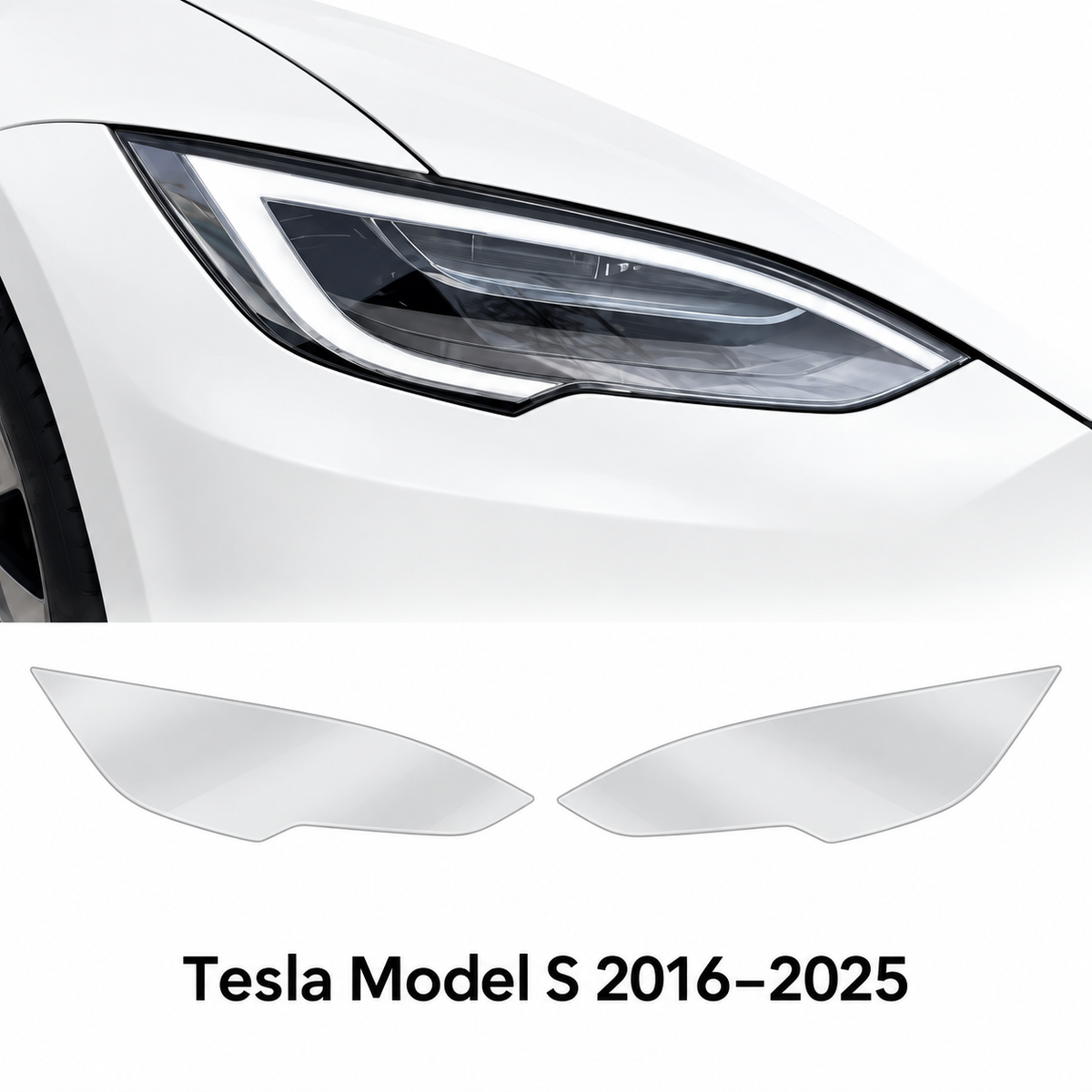 Pre-Cut Clear Headlight Protection Film for Tesla Model S (2016–2025)