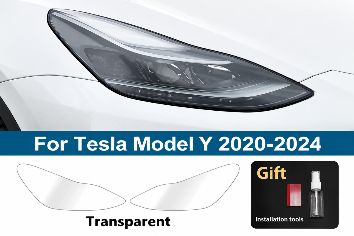 Pre-Cut Clear Headlight Protection Film for Tesla Model Y (2020–2024)