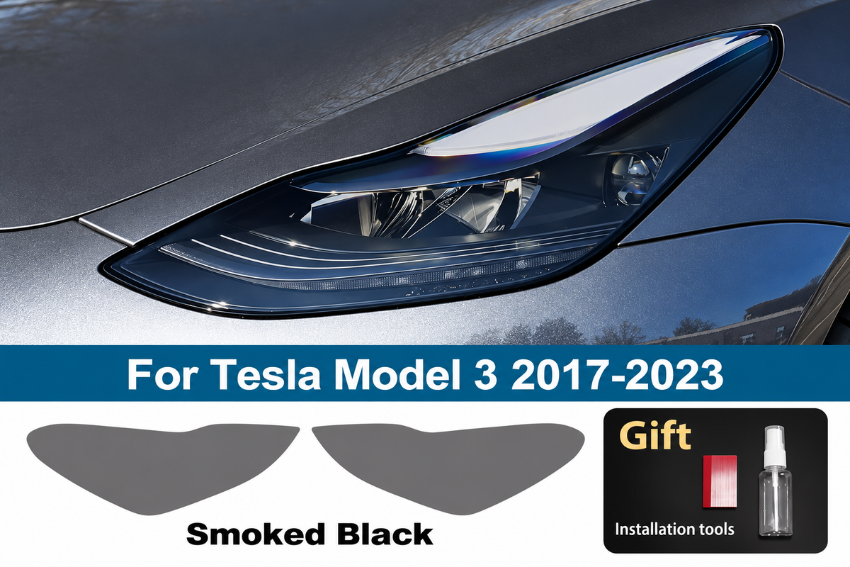 Pre-Cut Smoked Headlight Tint for Tesla Model 3 (2017–2023)