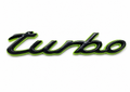 Turbo Black Letter Badge Emblem Green Base