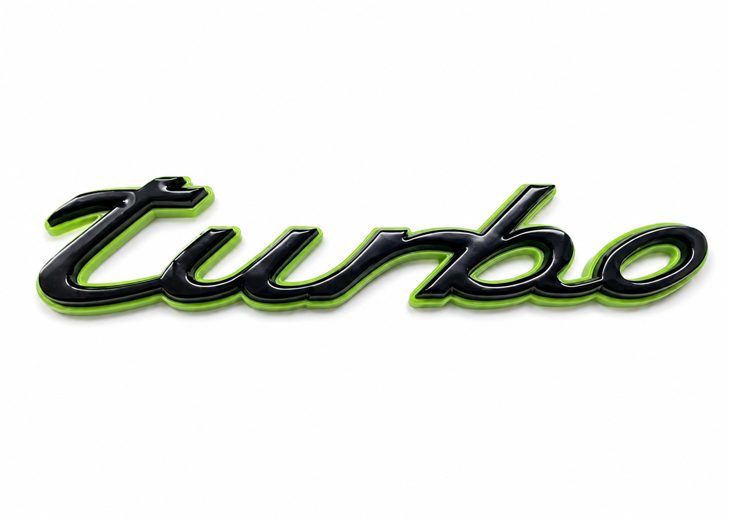 Turbo Black Letter Badge Emblem Green Base