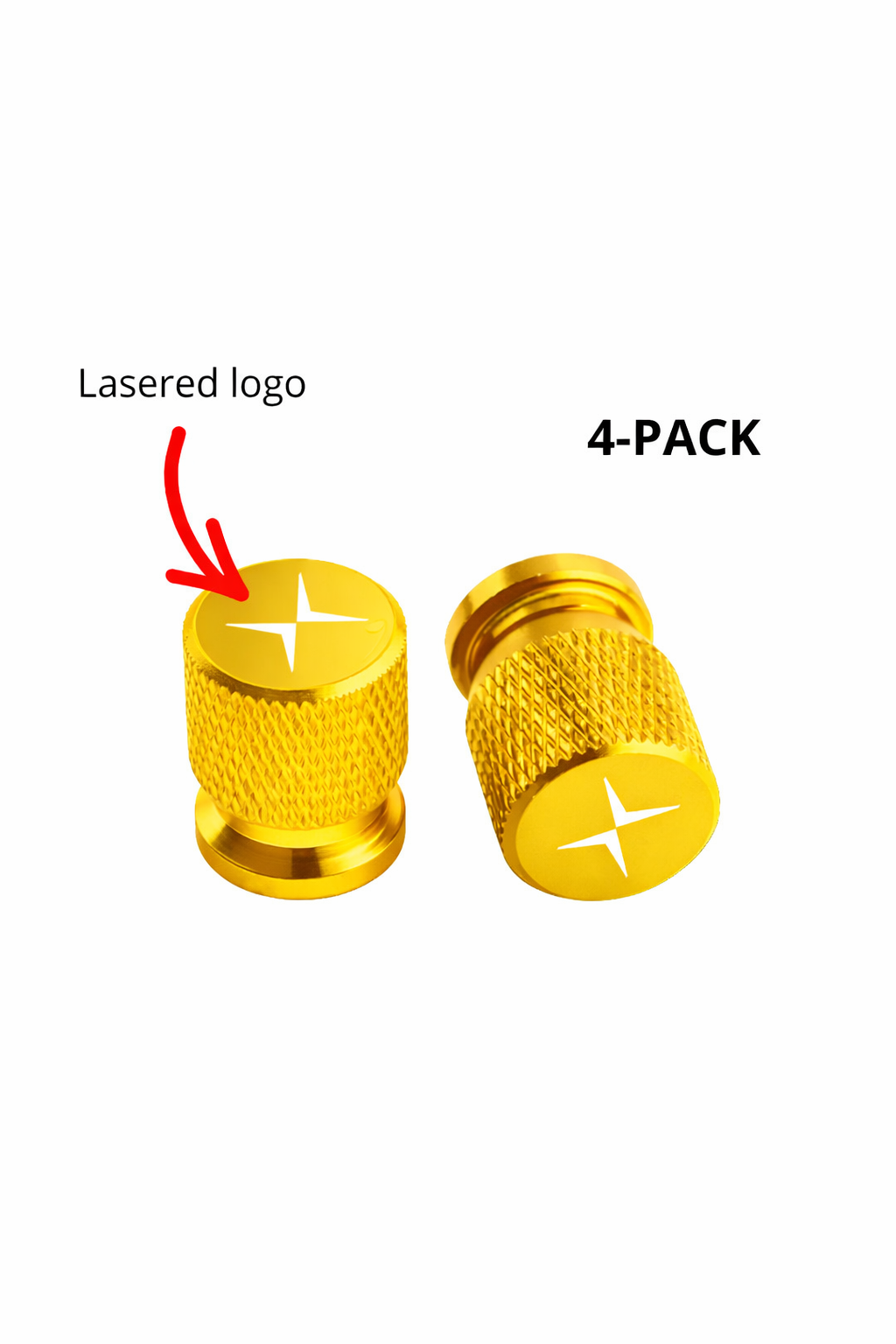 Polestar Valve Caps – Gold Aluminum with lasered logo (4-Pack)