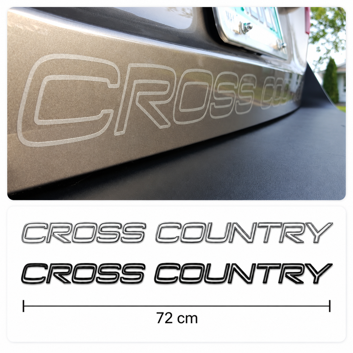 Cross Country Decal 72x4.5cm – Compatible with Volvo | Matte Silver & Matte Black
