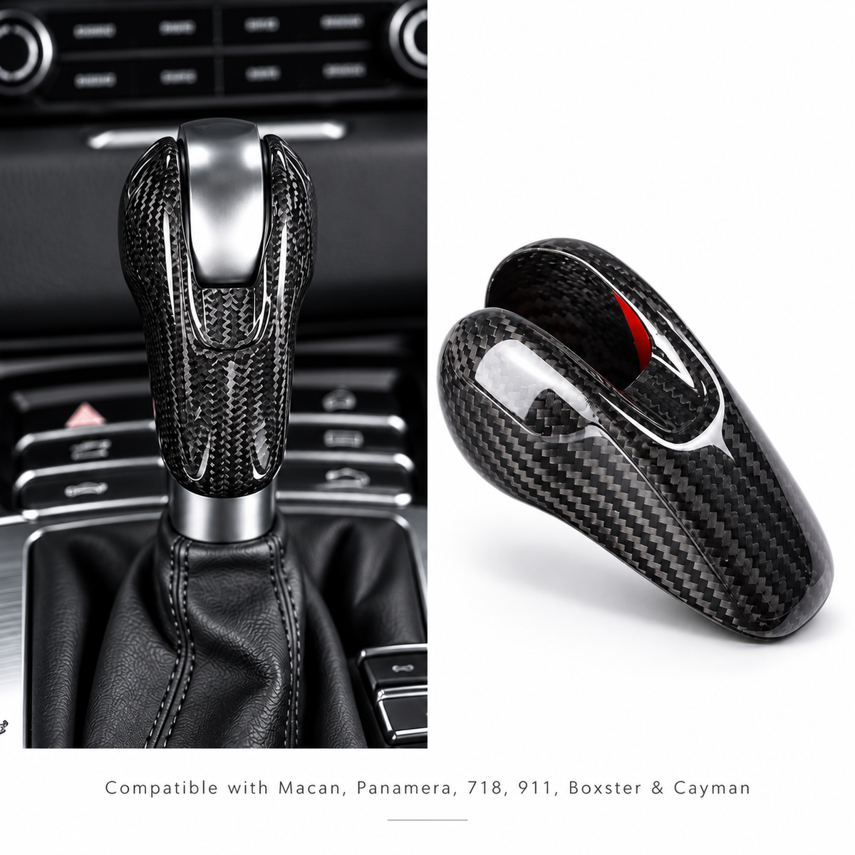 Genuine Carbon Fiber Gear Shift Knob Cover for Porsche Macan, Panamera, 718, 911, Boxster & Cayman