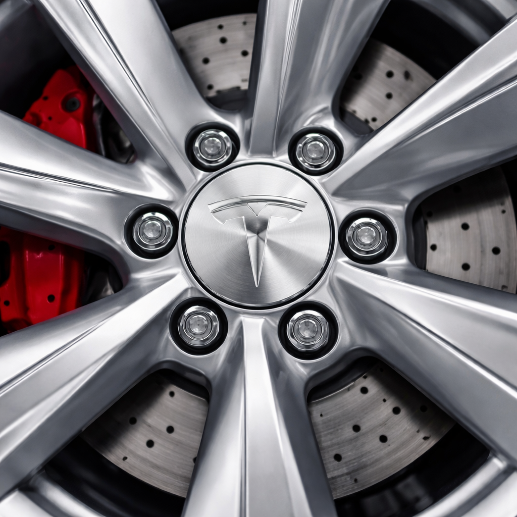 Tesla Wheel Center Caps Silver / Chrome – (4 Pack) 57MM