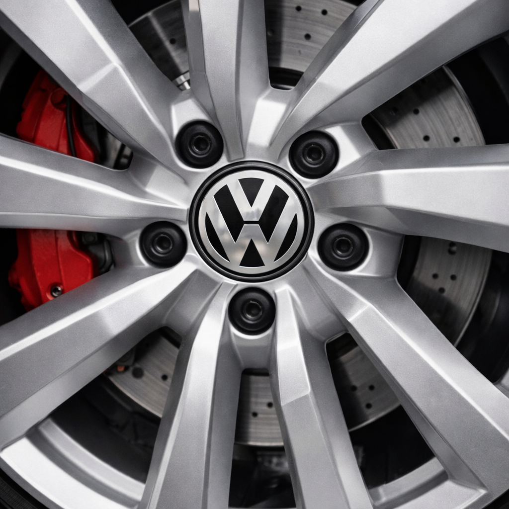 Volkswagen Wheel Center Caps – Black/Silver Logo – Available in 4 Sizes (60mm, 63mm, 65mm & 68mm) – 4 Pack