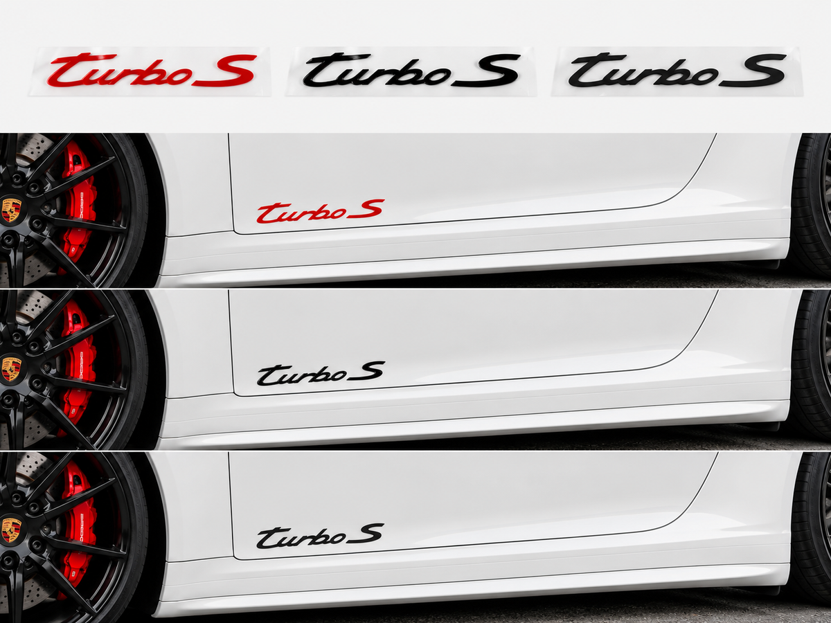 Porsche 2-pack Turbo S Decal Sticker – Red/Black (Fits all)