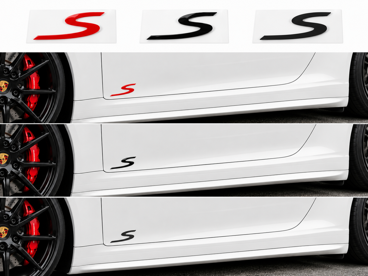 Porsche 2-pack S Decal Sticker – Red/Black (Fits all)