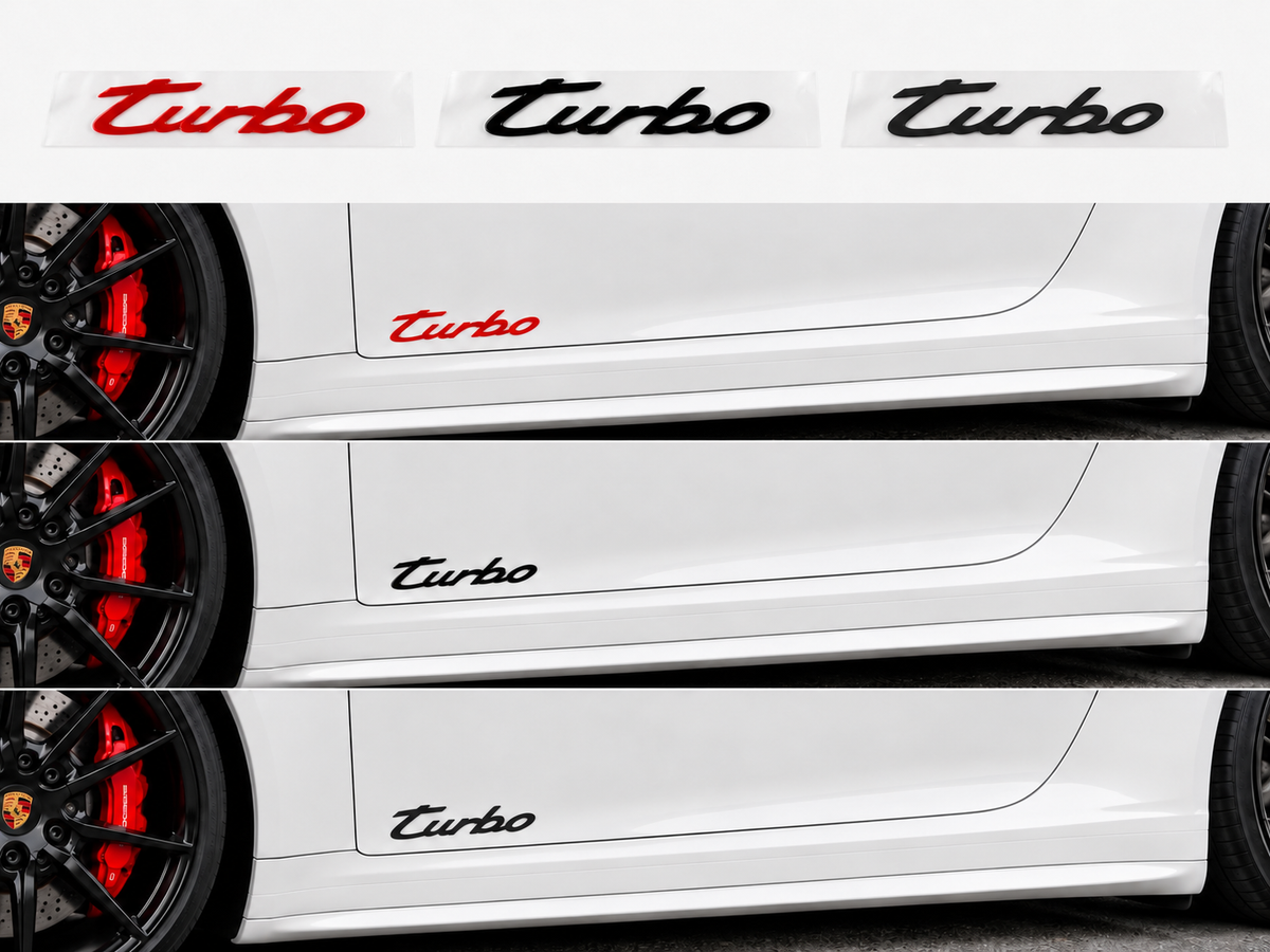 Porsche 2-pack Turbo Decal Sticker – Red/Black (Fits all)