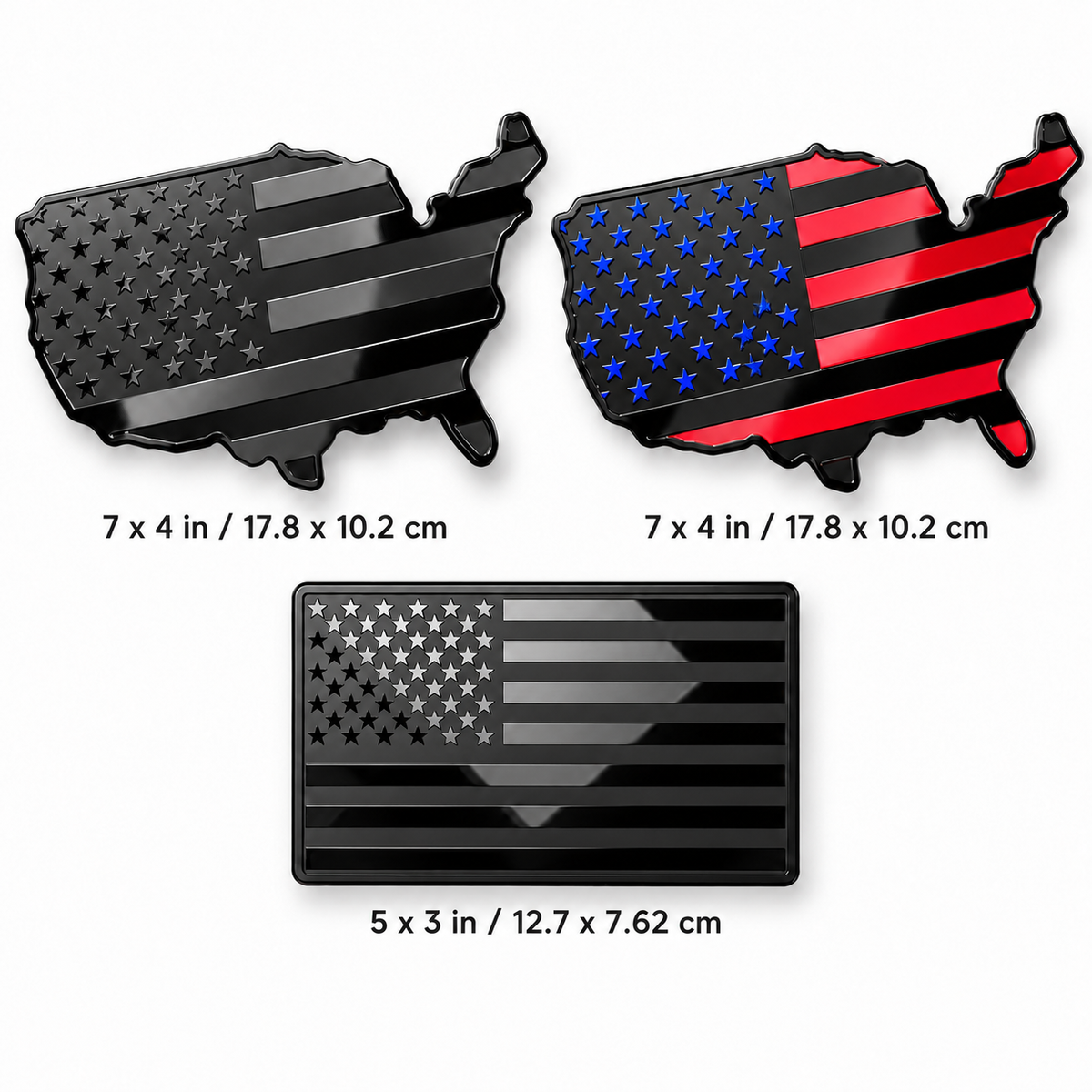 USA Flag & Map Emblem – Universal 3D Car Badge (Interior/Exterior)