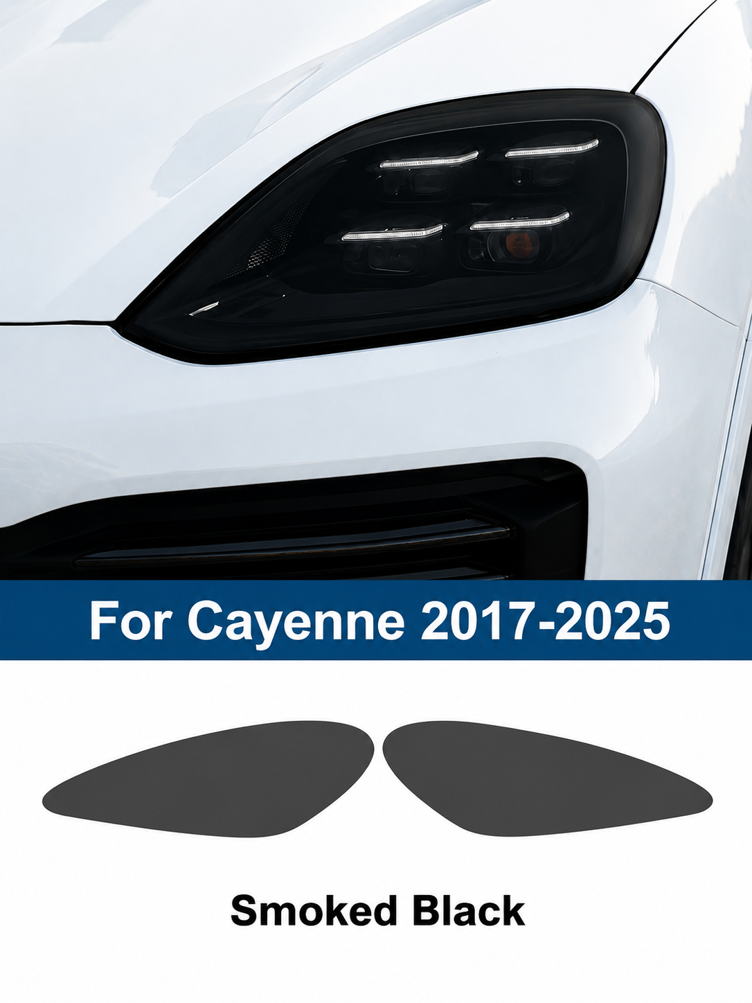 Smoked Black Headlight Protection & Styling Film for Porsche Cayenne 2017–2025