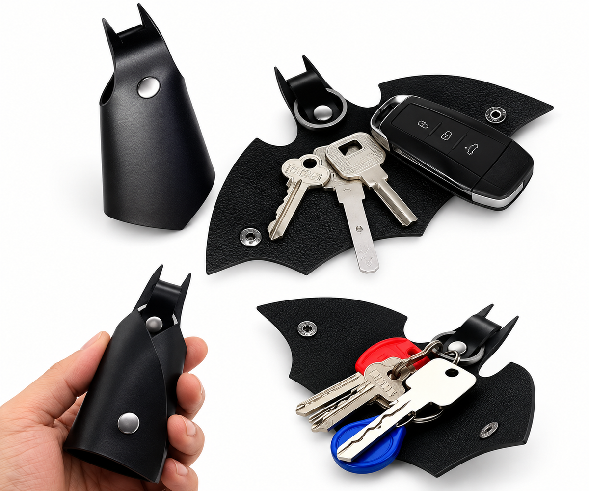 Batman-Inspired Leather Key Holder – Compact Key Organizer