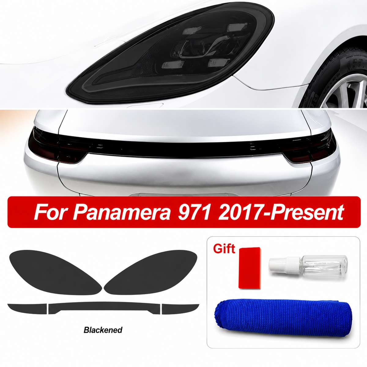 Smoked Front & Rear Light Tint Film Kit for Porsche Panamera 971 2017–Present – Styling & Protection