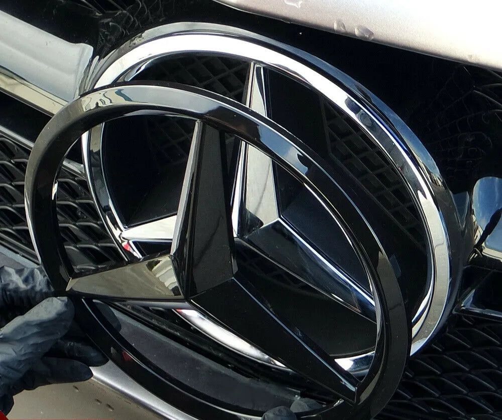 Mercedes Gloss Black Front Star Emblem  – 190mm
