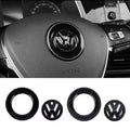 Volkswagen Steering Wheel Emblem Overlay Cover – Gloss Black / Carbon Fiber Style