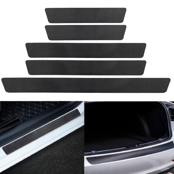 Universal Door Sill & Trunk Protection Set – Carbon Fiber Look (5-Pack)